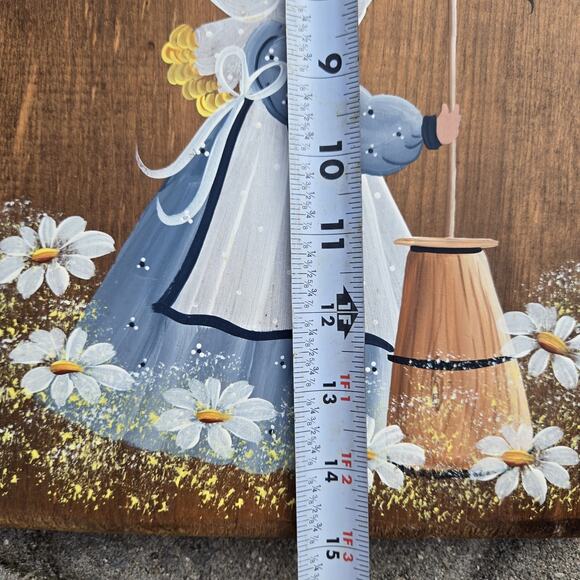 Vintage Hand Painted Folk Art Daisy Amish Lady Welcome Friends Cutting Board - Picture 11 of 11